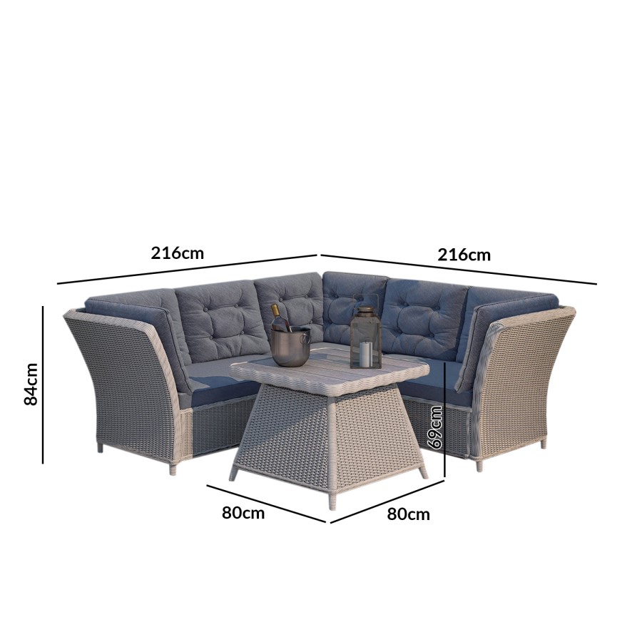 GRADE A1 - Aspen Grey Rattan Garden Furniture - Corner Sofa Table & Cushions Included