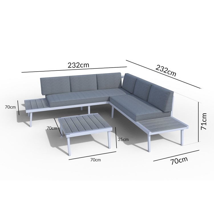 Como Grey Metal Corner Sofa Set - Garden Furniture