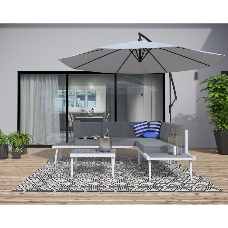 Como Grey Metal Corner Sofa Set - Garden Furniture