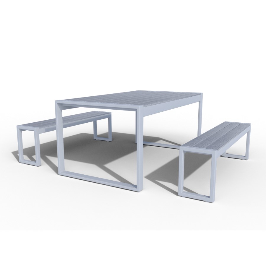 Como Grey Metal Dining Bench Set - Garden Furmiture