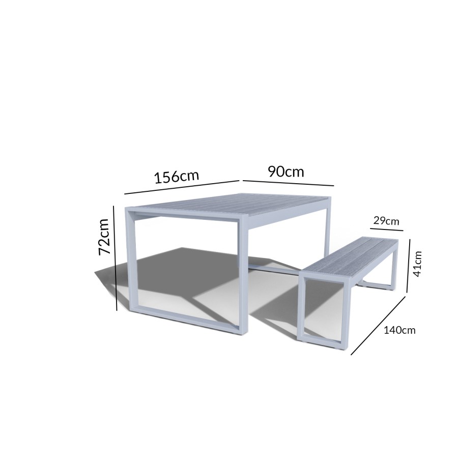 Como Grey Metal Dining Bench Set - Garden Furmiture