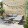 GRADE A1 - Rattan Garden Recliner Corner Sofa with Cushions & Table