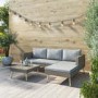 GRADE A1 - Rattan Garden Recliner Corner Sofa with Cushions & Table