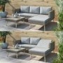 GRADE A1 - Rattan Garden Recliner Corner Sofa with Cushions & Table