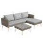 GRADE A1 - Rattan Garden Recliner Corner Sofa with Cushions & Table