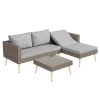 GRADE A1 - Rattan Garden Recliner Corner Sofa with Cushions &amp; Table