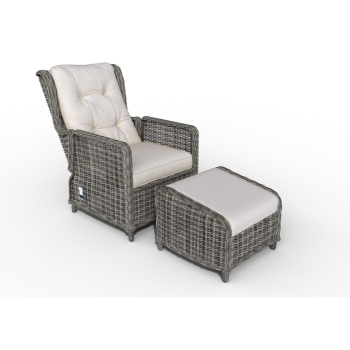 Grey Rattan Reclining Garden Lounger Set with Table Aspen Range