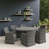 Rattan Garden Dining Table Set with 6 Chairs in Grey