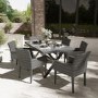 6 Seater Dark Grey Rattan Garden Dining Set - Aspen