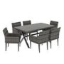 6 Seater Dark Grey Rattan Garden Dining Set - Aspen