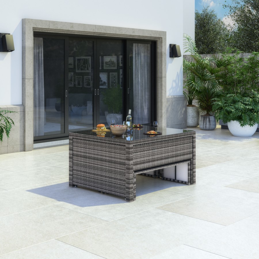 8 Seater Grey Cube Rattan Outdoor Dining Set with Extendable Table  - Fortrose