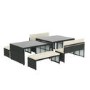 Rattan Extending Dining Table & Bench Set in Brown - Seats 8