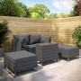 4 Seater Grey Modular Rattan Garden Sun Lounger Set with Table - Como