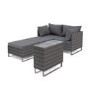 4 Seater Grey Modular Rattan Garden Sun Lounger Set with Table - Como