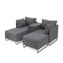 4 Seater Grey Modular Rattan Garden Sun Lounger Set with Table - Como