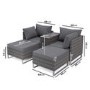 4 Seater Grey Modular Rattan Garden Sun Lounger Set with Table - Como