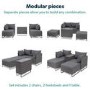GRADE A2 - 4 Seater Grey Modular Rattan Garden Sun Lounger Set with Table - Como