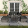GRADE A1 - Outdoor 2 Seater Modular Garden Sofa Set with Table & Footstools in Grey Rattan