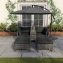 GRADE A1 - Outdoor 2 Seater Modular Garden Sofa Set with Table & Footstools in Grey Rattan