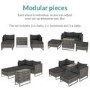 GRADE A1 - Outdoor 2 Seater Modular Garden Sofa Set with Table & Footstools in Grey Rattan