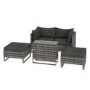 GRADE A1 - Outdoor 2 Seater Modular Garden Sofa Set with Table & Footstools in Grey Rattan