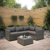 4 Seater Grey Rattan Garden Corner Sofa Set  - Fortrose