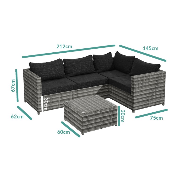 GRADE A1 - Rattan Garden Corner Sofa Set - Grey - Aspen