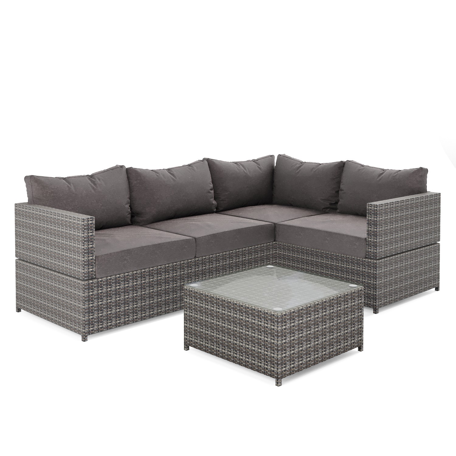 Read more about 4 seater grey rattan garden corner sofa set fortrose