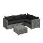 GRADE A1 - Rattan Garden Corner Sofa Set - Grey - Aspen