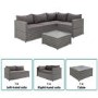 4 Seater Grey Rattan Garden Corner Sofa Set  - Fortrose