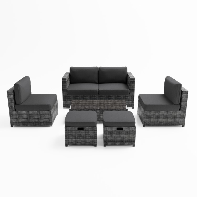 6 Seater Grey Rattan Garden Sofa Set  - Fortrose