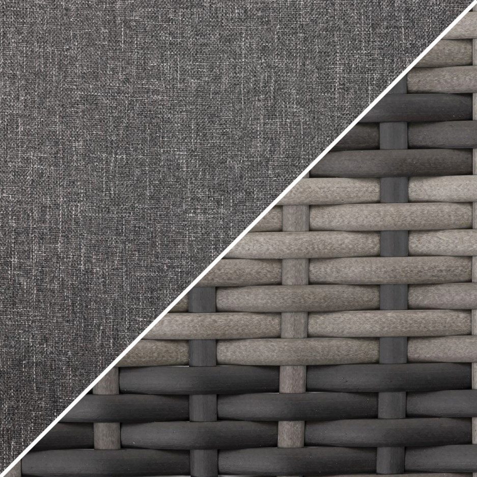 Grey Rattan Garden Sofa & Chair Set with Table & Footstools | Furniture123