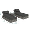 Rattan Sun Loungers with Side Table in Grey - Garden Furniture