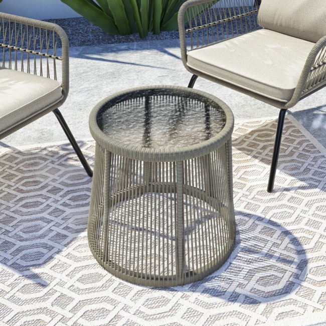 2 Seater Garden Woven Rope Effect Bistro Set - Natural - Como