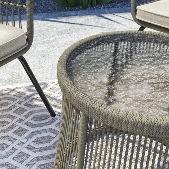 2 Seater Garden Woven Rope Effect Bistro Set - Natural - Como