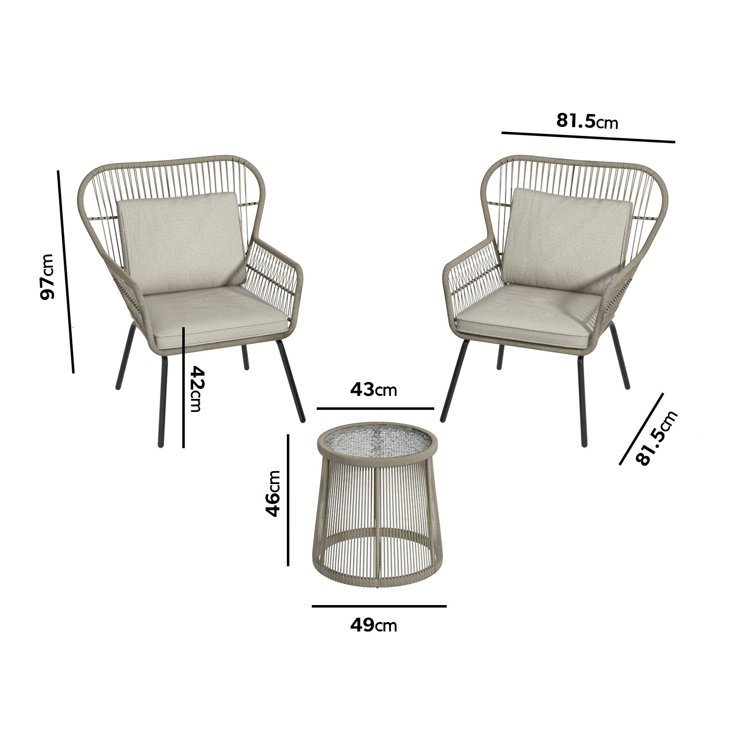 2 Seater Garden Woven Rope Effect Bistro Set Natural Como Furniture123 2 Seater Garden Woven Rope Effect Bistro Set Natural Como Furniture123