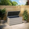 Outdoor Storage Box in Light Grey Rattan with Gas Lift - 125cm x 60cm - Fortrose
