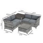 Outdoor Rattan 4 Seater Corner Sofa & Table Set in Grey  - Fortrose