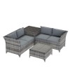 Outdoor Rattan 4 Seater Corner Sofa &amp; Table Set in Grey  - Fortrose