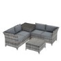 Outdoor Rattan 4 Seater Corner Sofa & Table Set in Grey  - Fortrose