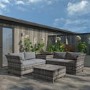 Outdoor Rattan 4 Seater Corner Sofa & Table Set in Grey  - Fortrose