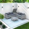 GRADE A1 - Rattan Corner Sofa Set with Storage Box and Table in Grey