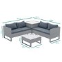 Rattan Corner Sofa Set with Storage Box and Table in Grey  - Fortrose