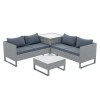Rattan Corner Sofa Set with Storage Box and Table in Grey  - Fortrose