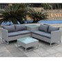 Rattan Corner Sofa Set with Storage Box and Table in Grey  - Fortrose