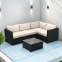 GRADE A1 - Rattan Corner Sofa and Table Set in Black - Garden Furniture