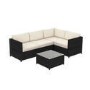 GRADE A1 - Rattan Corner Sofa and Table Set in Black - Garden Furniture