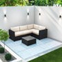 GRADE A1 - Rattan Corner Sofa and Table Set in Black - Garden Furniture