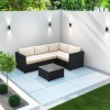GRADE A1 - Rattan Corner Sofa and Table Set in Black - Garden Furniture