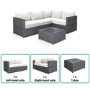 Black Rattan Garden Corner Sofa Set  - Fortrose